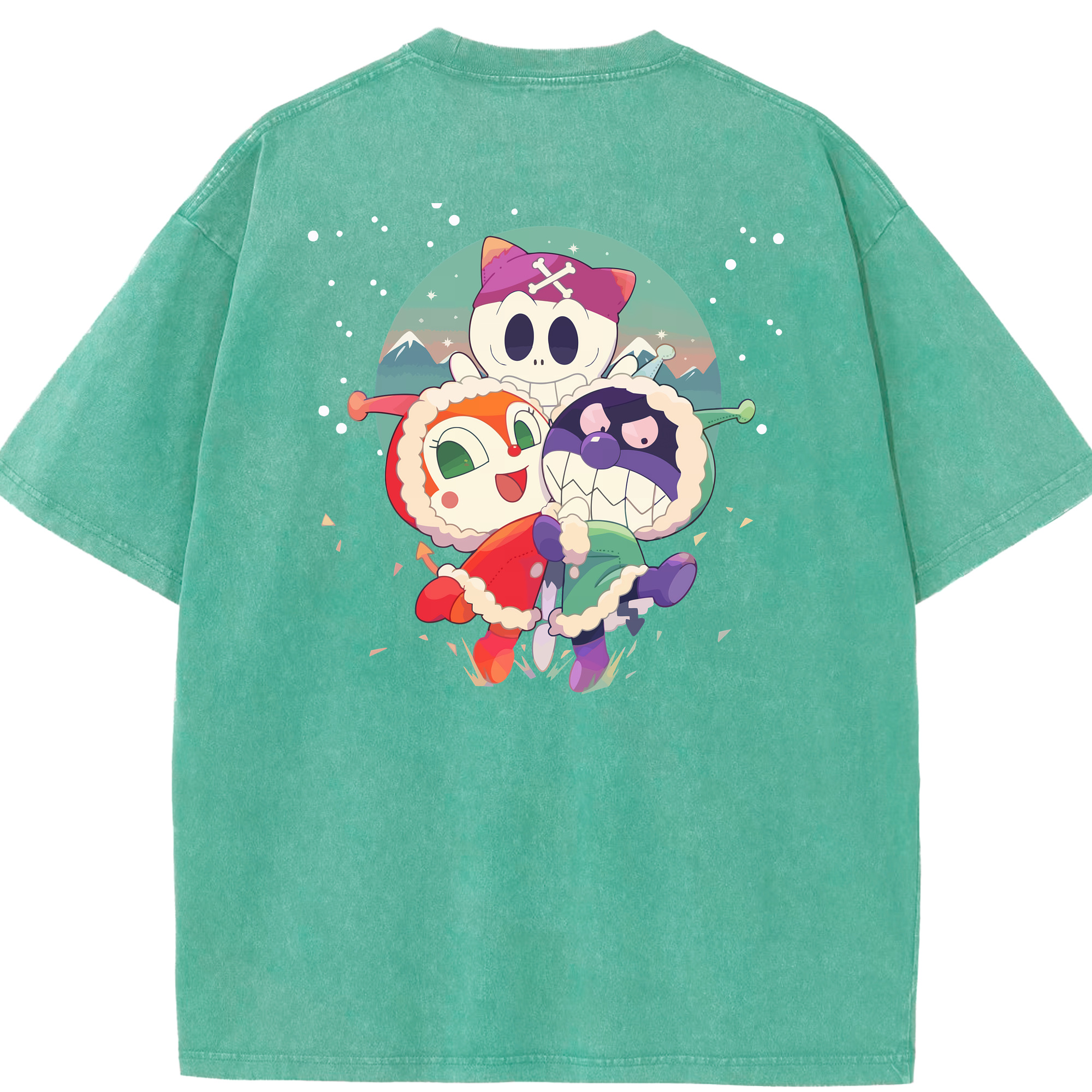 （画像用） アンパンマン Anpanman 綿100% ヴィンテージ風 半袖Tシャツ（背面プリント）